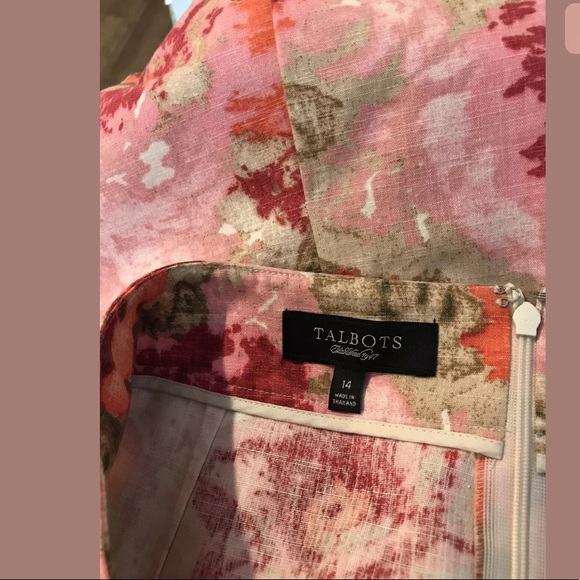 TALBOTS Garden Floral Straight Pencil Skirt pink green white flower abstract - Picture 4 of 6